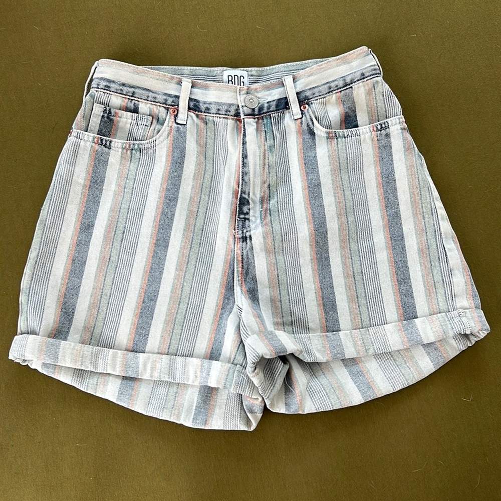 Urban Outfitters BDG mom high rise denim shorts pastel colors 5 pockets nautical